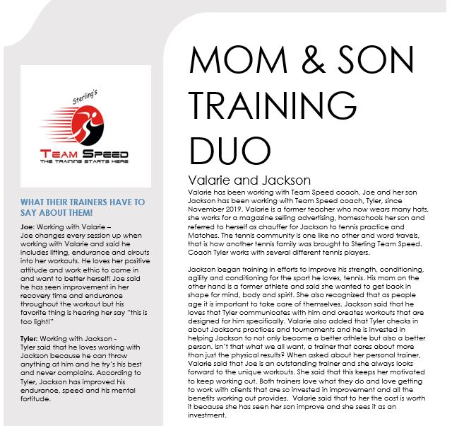
Mom & Son Training Duo - Valarie and Jackson